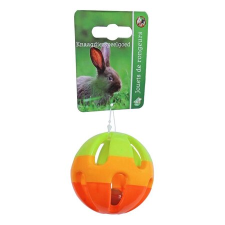 Plastic knaagdier bal+bel 7.5 cm - afbeelding 1