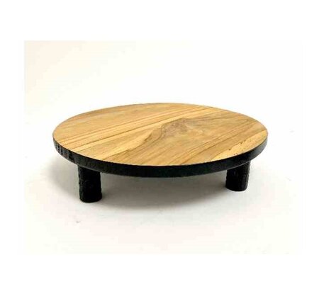 Plateau teak ntrl/zwrt d15h6cm