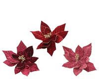 Poinsettiaclip fluweel d30h15cm a3