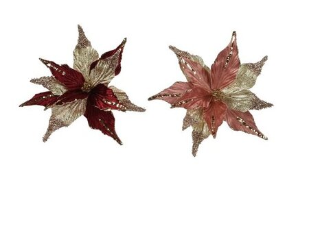 Poinsettiaclip fluweel d33h16cm a2