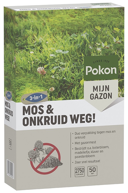Pokon Mos en Onkruid Weg! (3 in 1) 50 m2