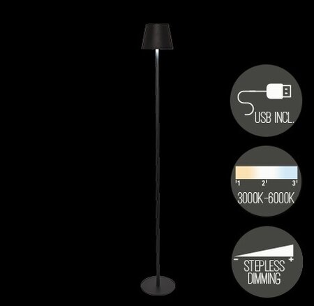 Portable lamp hoog 1.2m mat zwart