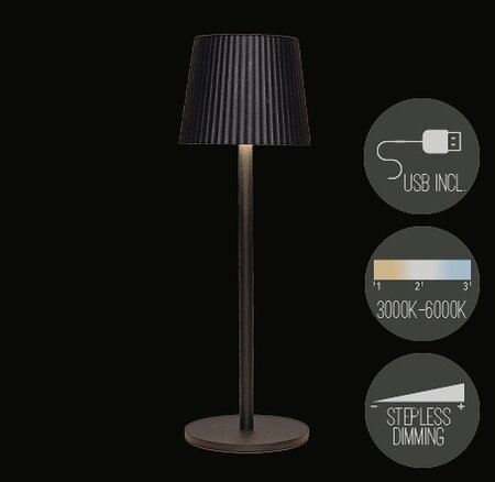 Portable lamp ribbel 27.5x9cm zwart