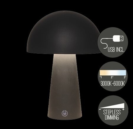 Portable lamp rond 21x15cm zwart