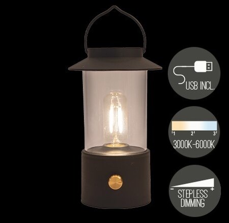 Portable lantaarn 24x9cm zwart