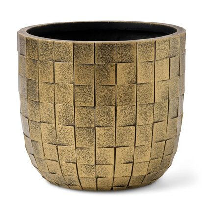 Pot bol blocks d9h8cm zwart/goud