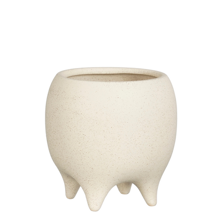 Pot cato op voet d13.5h13.5cm beige
