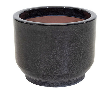 Pot cil voet glazuur d30h25cm zwart