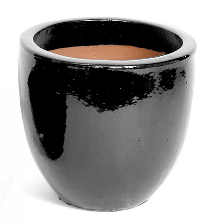 Pot egg glans Dia41 H33 CM zwart