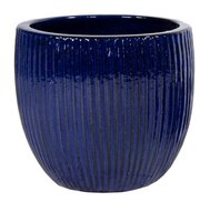 Pot egg rib portly d37h34cm blauw