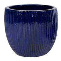 Pot egg rib portly d50h45cm blauw
