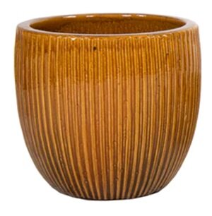 Pot egg rib portly d50h45cm geel