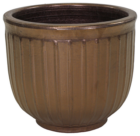 Pot egg streep d45h36cm brons