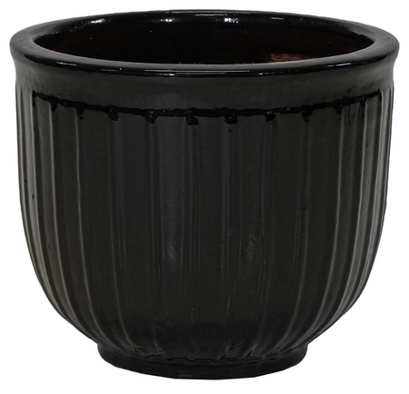 Pot egg streep d54h45cm zwart