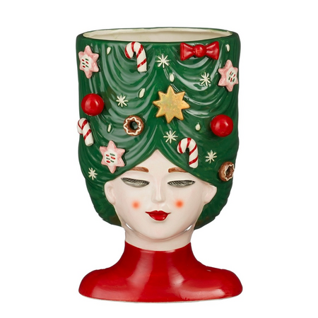 Pot fnny kerstmuts l17.5b16.5h28cm gr