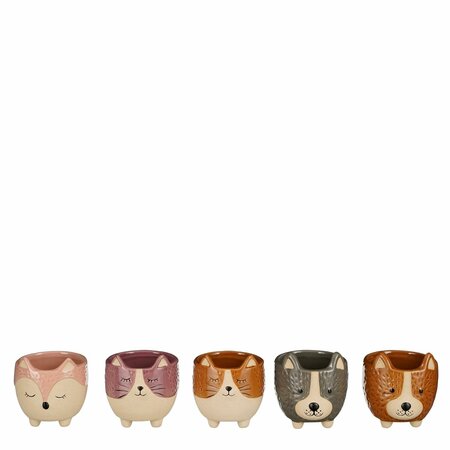 Pot funny hond kat d8h7,5cm grs a5