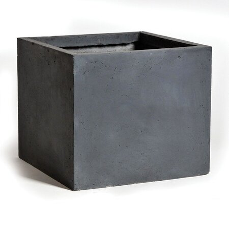 Pot kubus clay fibre B23 H23 CM lood - afbeelding 1
