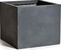 Pot kubus clay fibre B34 H30 CM lood - afbeelding 2