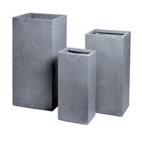 Pot kubus clay fibre - hoog b28 - h60 cm grijs