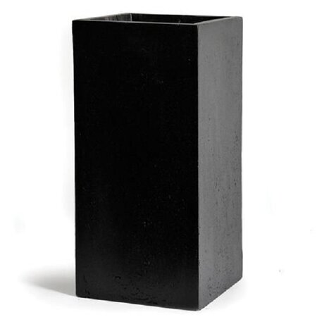 Pot kubus clay fibre  hoog b28 - h60 cm zwart