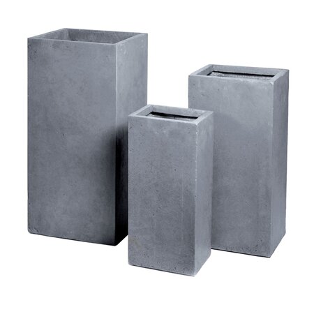 Pot kubus clay fibre - hoog b33 - h70 cm grijs - afbeelding 1