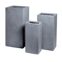 Pot kubus clay fibre - hoog b33 - h70 cm grijs