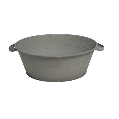 Pot oud zink con, - handvat d30 - h14 cm
