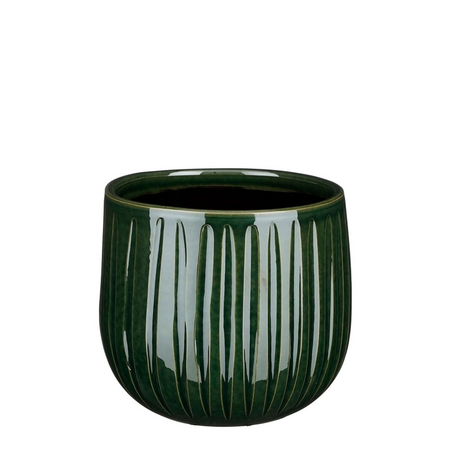 Pot pablo d18h16cm d.groen ribbel