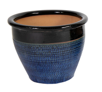 Pot planter relief d30h24.5cm blauw