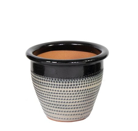 Pot planter relief d38 - h31 zacht grijs