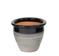 Pot planter relief d38 - h31 zacht grijs