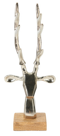 RENDIERHOOFD 34CM ZILVER