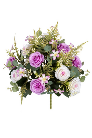 Rozenbottel boeket h50cm lila/creme