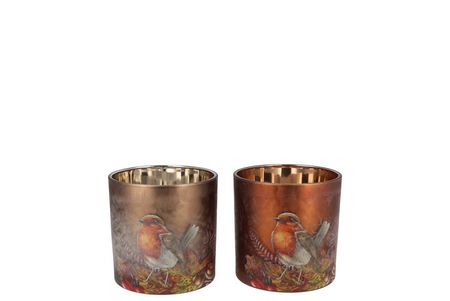 RUBY SCOTTISH BROWN T-LIGHT BIRD per stuk 7X8CM