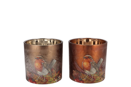 RUBY SCOTTISH BROWN T-LIGHT BIRD per stuk 8X10CM