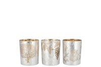 RUBY WHITE/GOLD T-LIGHT FORREST ASS 7X8CM