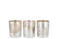 RUBY WHITE/GOLD T-LIGHT FORREST ASS 9X10CM