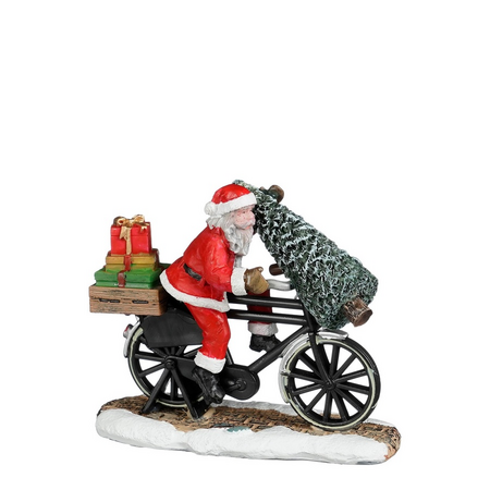 Santa on bicycle l9b3.5h7.5cm