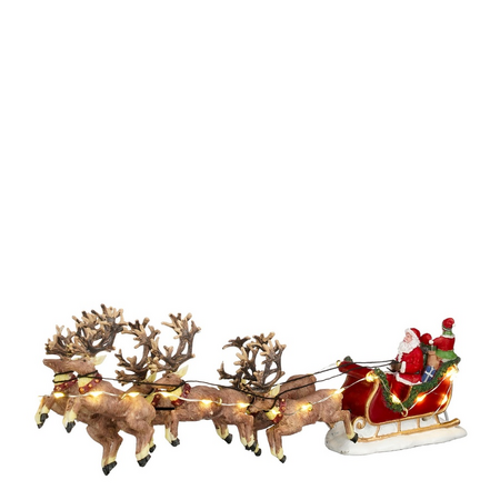 Santa with elves sleigh l30b6h7.5cm