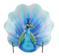 Schaal glas 46x46x7cm paars/blauw