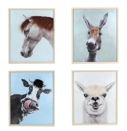 Schilderij dieren hout 50x60x3cm a4