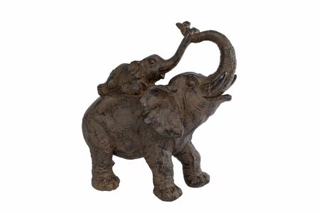 Sculptuur elephants brn 28b13h28cm