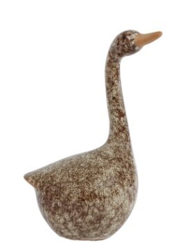Sculptuur gans aardew 6x5x12cm brn
