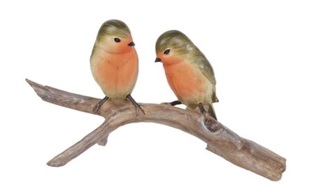 Sculptuur vogel poly 32x12x18 br/rd