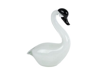 Sculptuur zwaan glas 14x7x20cm wit