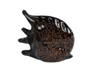 Sculptuur zwrt/brn glas l11b4h11cm