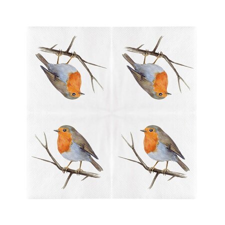 Servet papier 33x33 roodborst 20st
