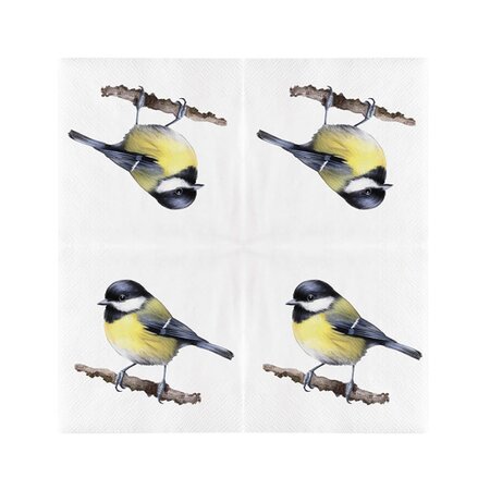 Servet papier 33x33cm koolmees 20st