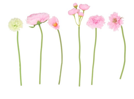 SILK BOUQUET FLOWERS LIGHT PINK 23CM