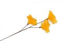 SILK FEATHER FLOWER YELLOW 3 OP STEEL 80CM